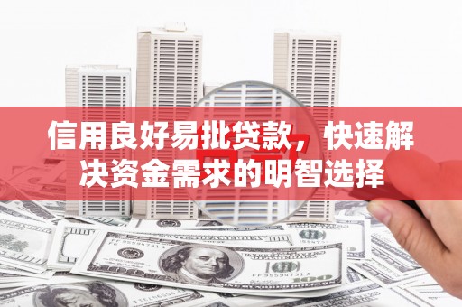社旗信用良好易批贷款，快速解决资金需求的明智选择